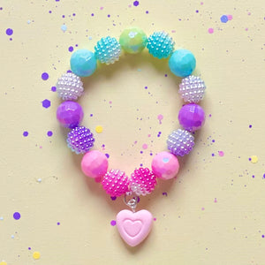Pink Heart Bracelet Matching Lollipop Necklace