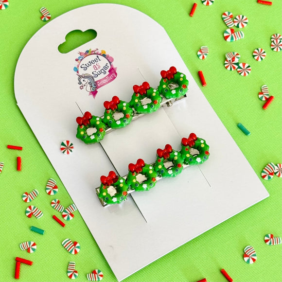 Christmas Hair Pin Wreath