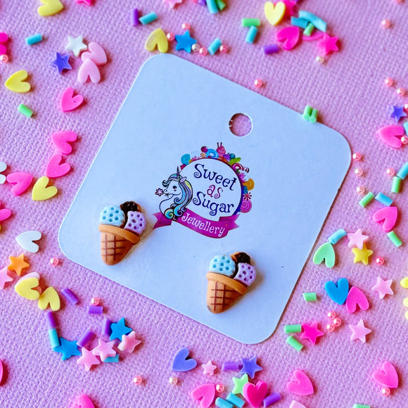 Ice Cream Cone Stud Earrings