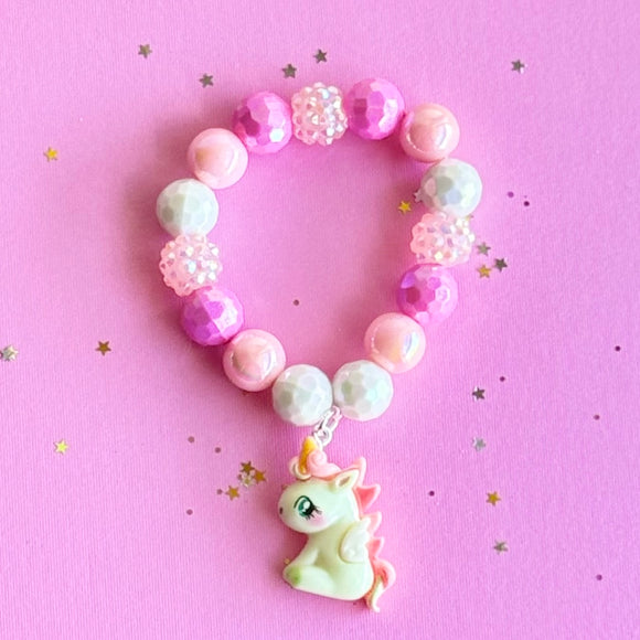 Beaded Bracelet Matching Pink Unicorn Necklace