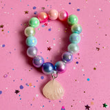 Beaded Bracelet Matching Rainbow Seashell Necklace