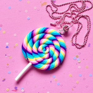 Giant pastel Rainbow Lollipop Chain Necklace