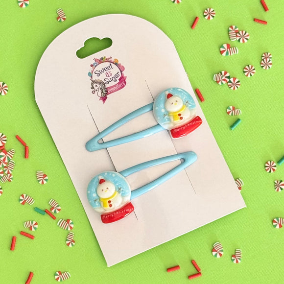 Christmas Hair Clip Snow Globe