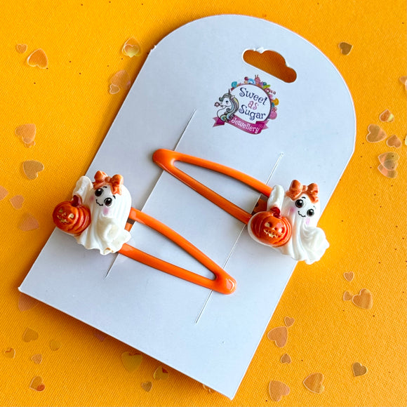 Hair Clip Halloween Pumpkin Ghost