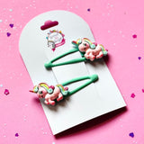 Hair Clip Blue Unicorn