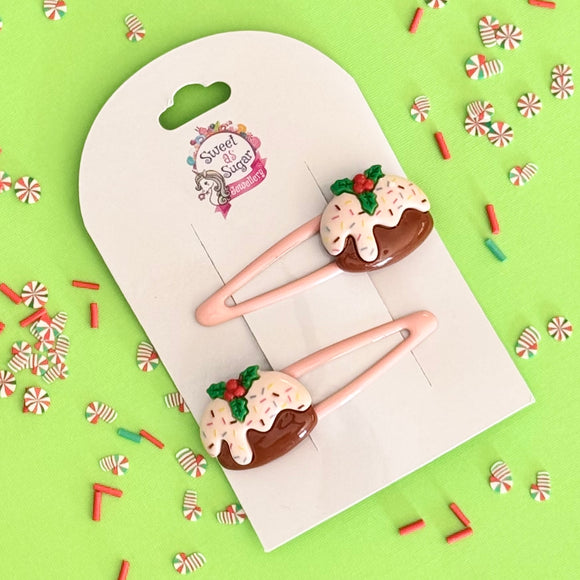 Christmas Hair Clip Pudding