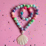 Beaded Necklace Rainbow Seashell