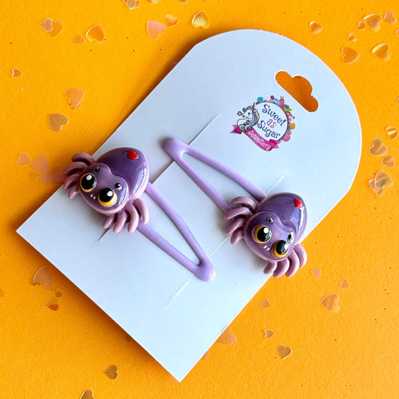 Hair Clip Purple Spider