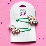 Hair Clip Blue Unicorn