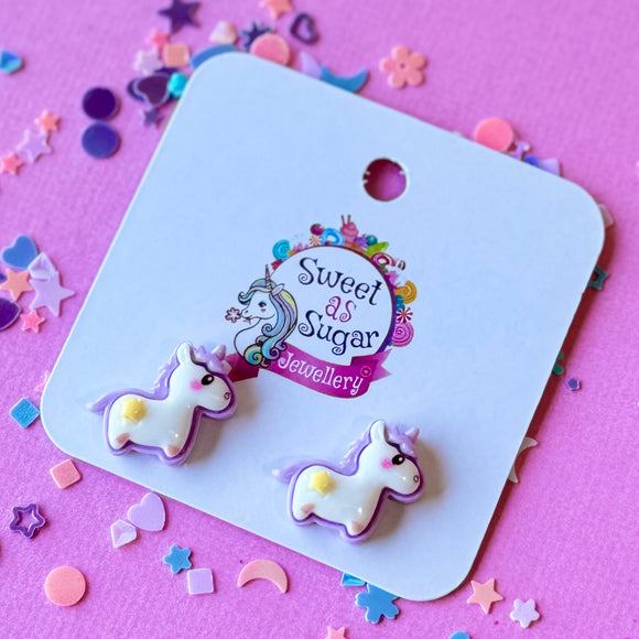 Purple Unicorn Stud Earrings