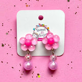Earrings Clip On pink Flower