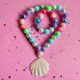 Beaded Necklace Rainbow Seashell