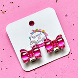 Earrings Clip On Pink Bow
