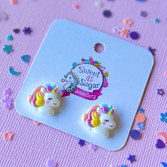 Rainbow Unicorn Stud Earrings