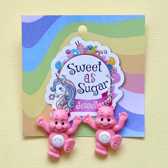 Deep Pink Bear Drop Earrings