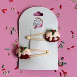 Christmas Hair Clips Pudding