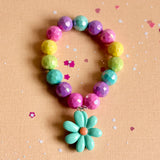 Beaded Bracelet Matching Flower Necklace