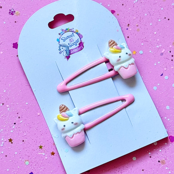 Hair Clips Unicorn Ice Cream