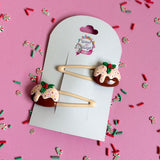 Christmas Hair Clips Pudding