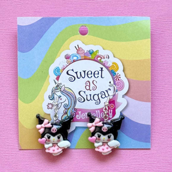 Black Kitty Drop Earrings