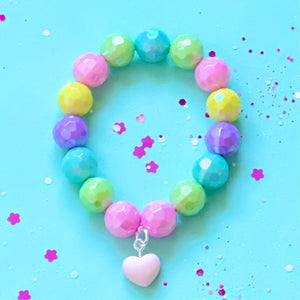 Rainbow Bracelet Matching Teddy Bear Necklace